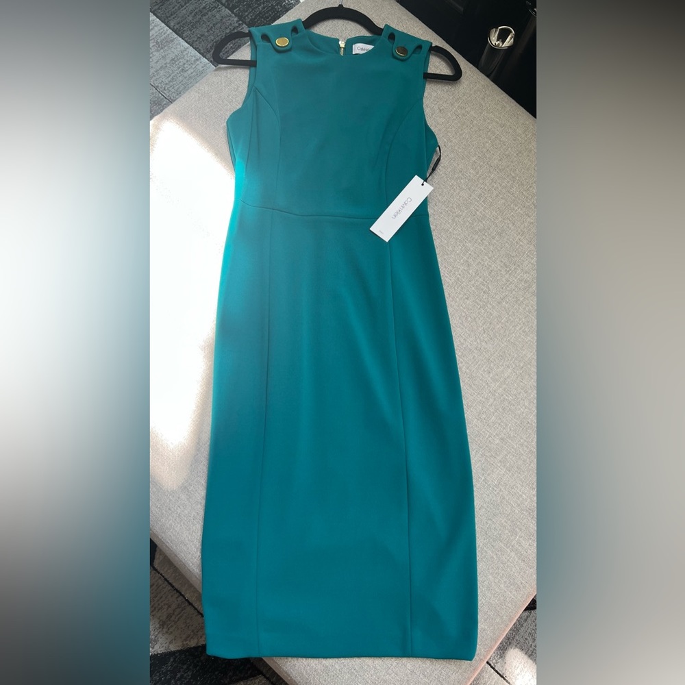 NWT Calvin Klein Exquisite CAPRI Sleeveless Sheath Green Size 2
